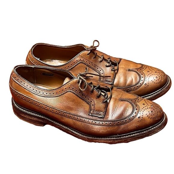 Florsheim 93602 Longwing V Cleat Oxfords Shoes Mens Size 9.5 Brown Grain Leather - Picture 3 of 12